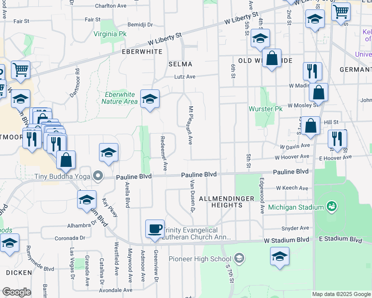 map of restaurants, bars, coffee shops, grocery stores, and more near 854 Mount Pleasant Avenue in Ann Arbor