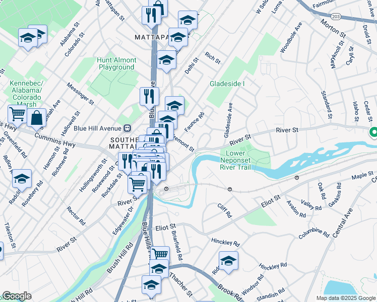 map of restaurants, bars, coffee shops, grocery stores, and more near 59A Fremont Street in Boston