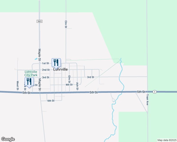 map of restaurants, bars, coffee shops, grocery stores, and more near 905 2nd Street in Lohrville