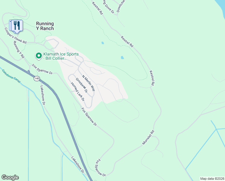 map of restaurants, bars, coffee shops, grocery stores, and more near 4637 Harrier Drive in Klamath Falls