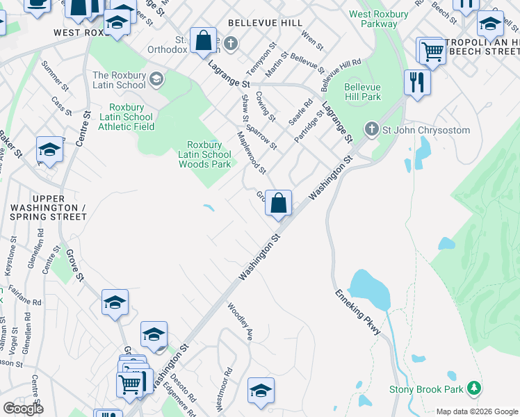 map of restaurants, bars, coffee shops, grocery stores, and more near 48 Heron Street in Boston