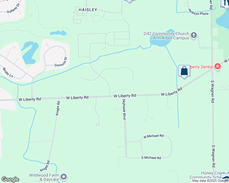 map of restaurants, bars, coffee shops, grocery stores, and more near 4200 West Liberty Road in Ann Arbor