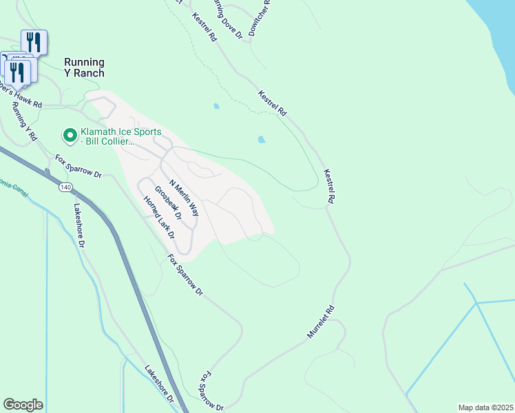 map of restaurants, bars, coffee shops, grocery stores, and more near 4629 Marsh Hawk Drive in Klamath Falls