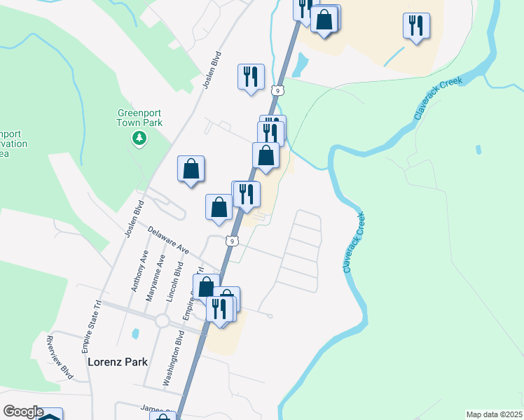 map of restaurants, bars, coffee shops, grocery stores, and more near 350 Fairview Avenue in Hudson