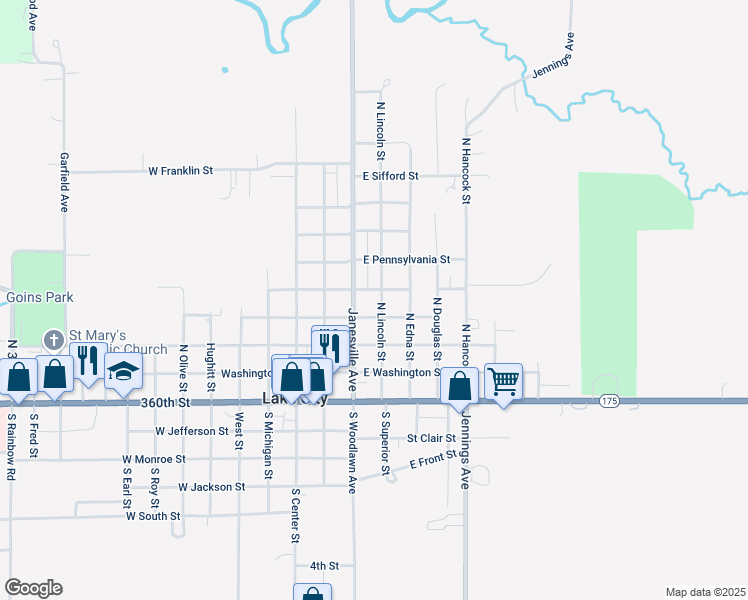 map of restaurants, bars, coffee shops, grocery stores, and more near 316 North Woodlawn Avenue in Lake City