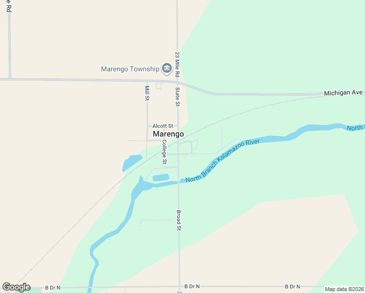 map of restaurants, bars, coffee shops, grocery stores, and more near 214 23 Mile Road in Albion