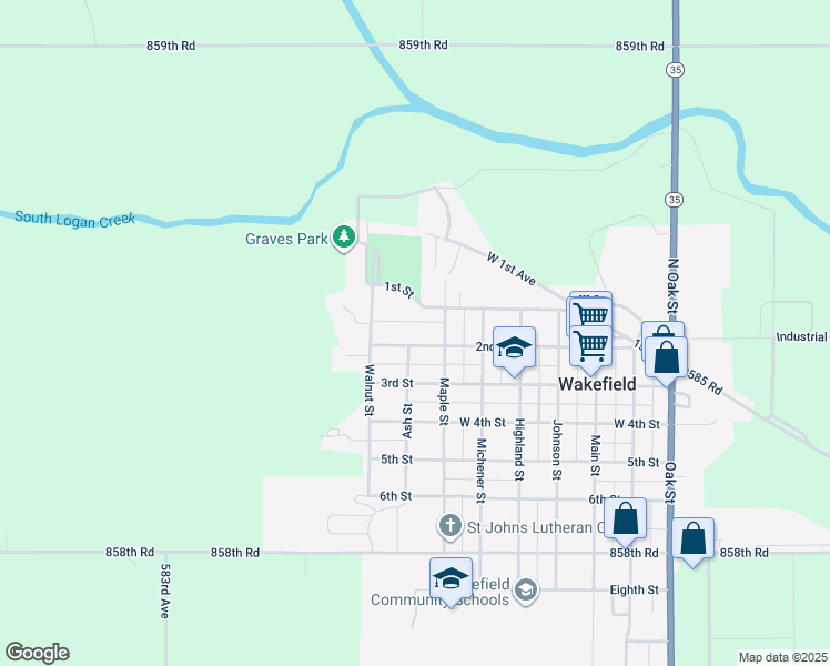 map of restaurants, bars, coffee shops, grocery stores, and more near 206 Maple Street in Wakefield