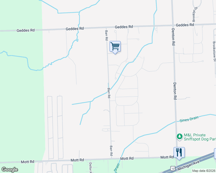 map of restaurants, bars, coffee shops, grocery stores, and more near 4868 Barr Road in Canton