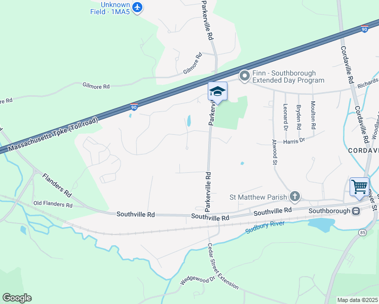 map of restaurants, bars, coffee shops, grocery stores, and more near 9 Prentiss Street in Southborough