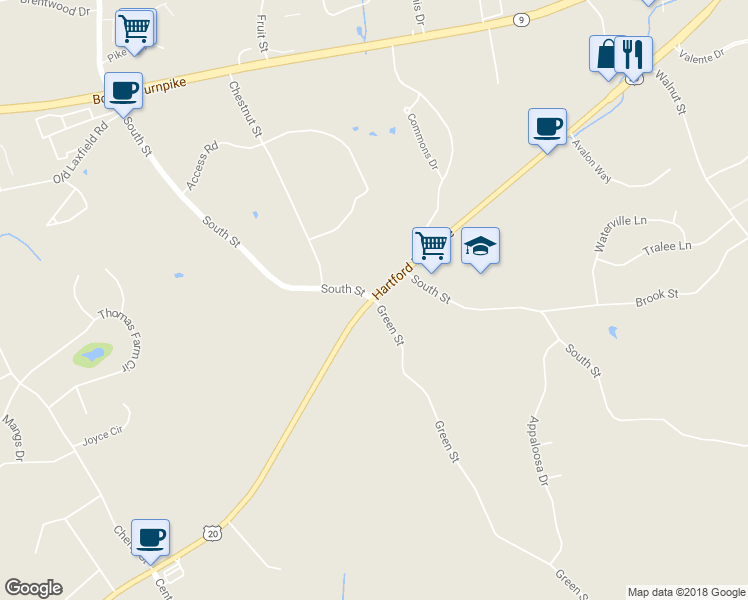 map of restaurants, bars, coffee shops, grocery stores, and more near 2 Green Street in Shrewsbury