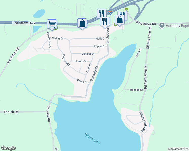 map of restaurants, bars, coffee shops, grocery stores, and more near 4121 Donnely Road in Jackson