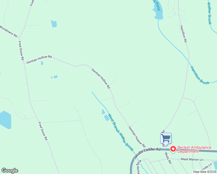 map of restaurants, bars, coffee shops, grocery stores, and more near 301-399 Gentian Hollow Rd in Becket