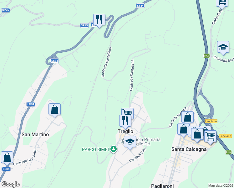 map of restaurants, bars, coffee shops, grocery stores, and more near in Province of Chieti