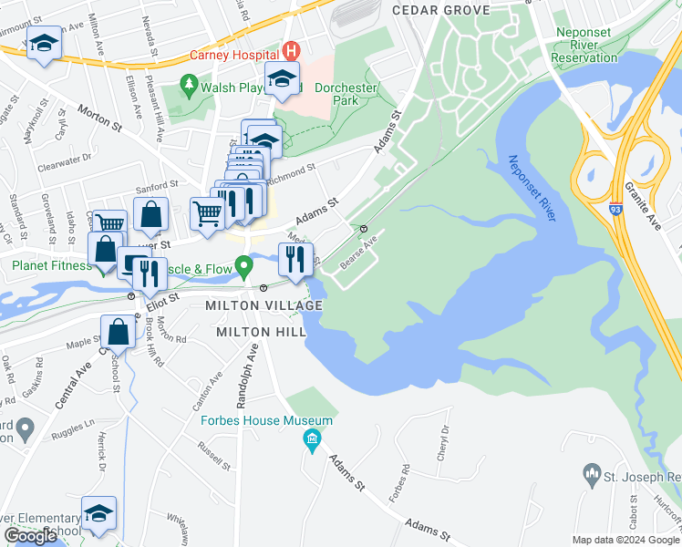map of restaurants, bars, coffee shops, grocery stores, and more near 5 Bearse Avenue in Boston