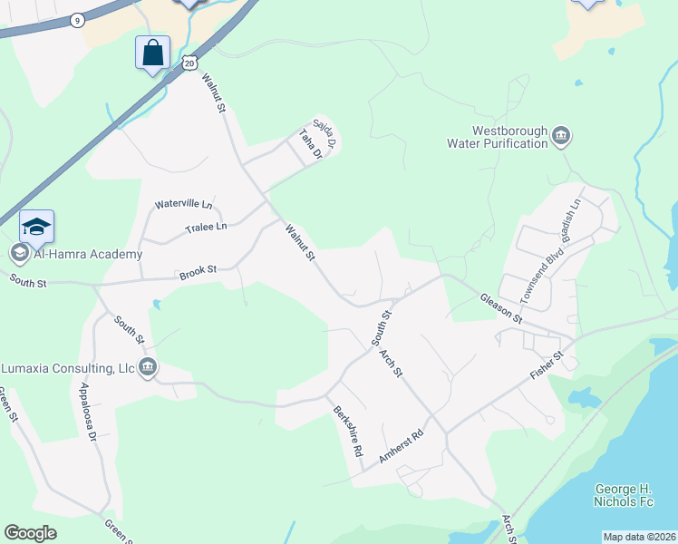 map of restaurants, bars, coffee shops, grocery stores, and more near 457 Walnut Street in Shrewsbury