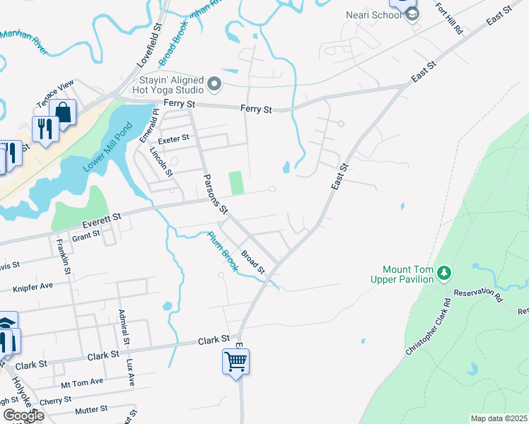 map of restaurants, bars, coffee shops, grocery stores, and more near 9 Gross Lane in Easthampton