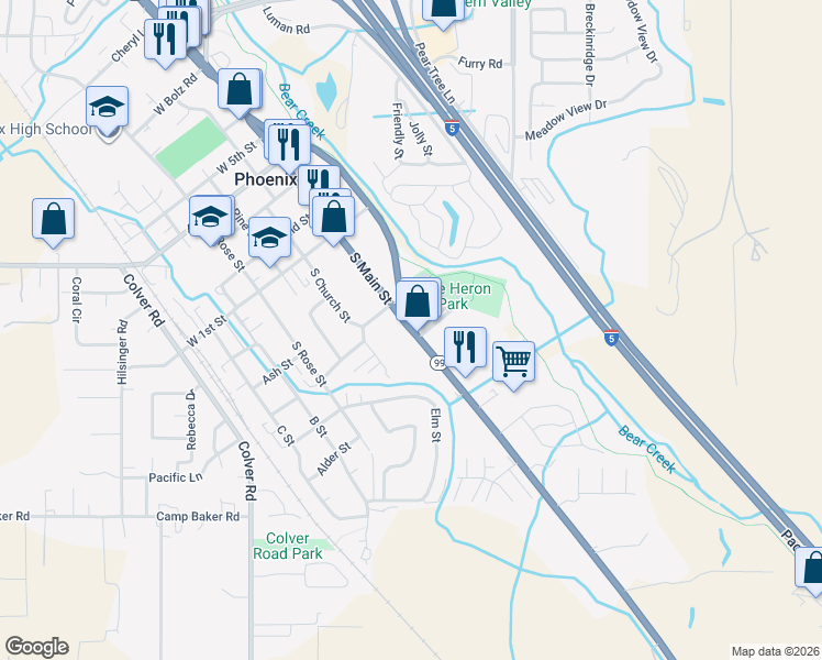 map of restaurants, bars, coffee shops, grocery stores, and more near 3966 S Pacific Hwy in Phoenix
