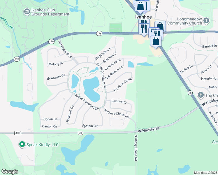map of restaurants, bars, coffee shops, grocery stores, and more near 3309 Province Circle in Mundelein