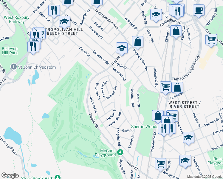 map of restaurants, bars, coffee shops, grocery stores, and more near 31 Jeffers Street in Boston