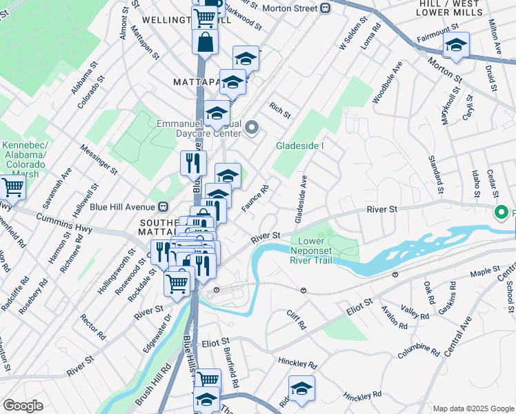 map of restaurants, bars, coffee shops, grocery stores, and more near 53 Cookson Terrace in Boston