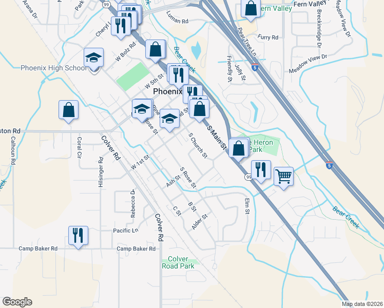 map of restaurants, bars, coffee shops, grocery stores, and more near 125 Sharon Drive in Phoenix