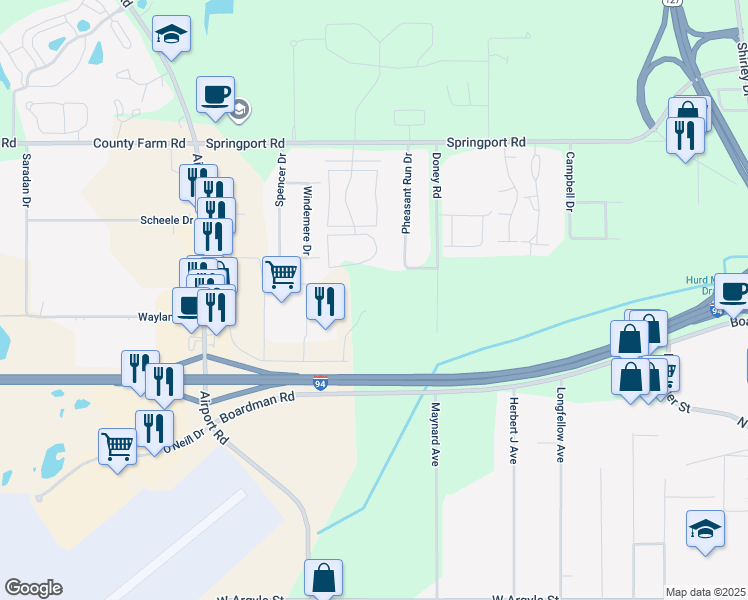 map of restaurants, bars, coffee shops, grocery stores, and more near 2704 Bob McClain Drive in Jackson