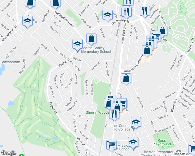 map of restaurants, bars, coffee shops, grocery stores, and more near 113 Dale Street in Boston