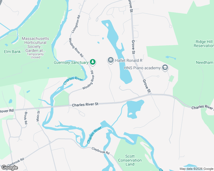 map of restaurants, bars, coffee shops, grocery stores, and more near 60 Locust Lane in Needham