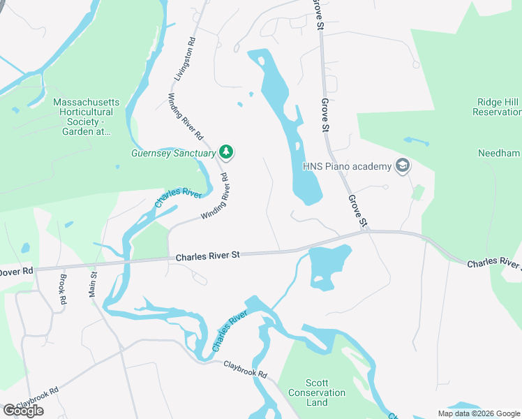 map of restaurants, bars, coffee shops, grocery stores, and more near 68 Locust Lane in Needham
