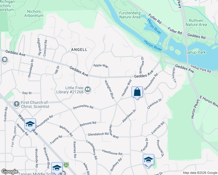map of restaurants, bars, coffee shops, grocery stores, and more near 788 Arlington Boulevard in Ann Arbor