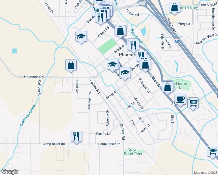 map of restaurants, bars, coffee shops, grocery stores, and more near 109 Rhonda Lane in Phoenix