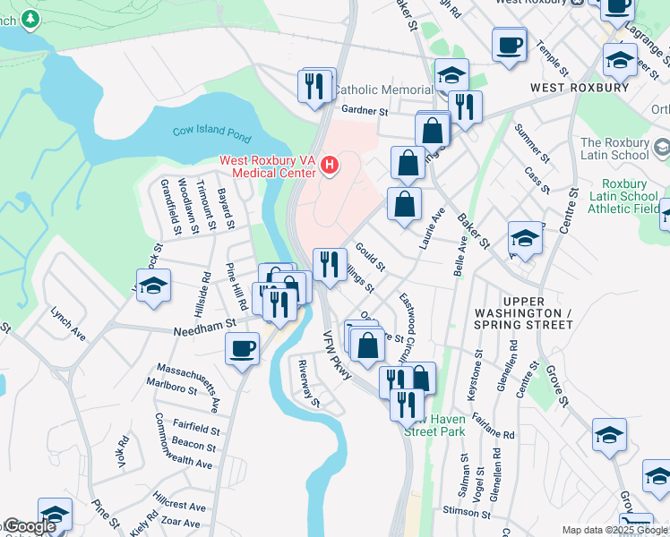 map of restaurants, bars, coffee shops, grocery stores, and more near in Boston
