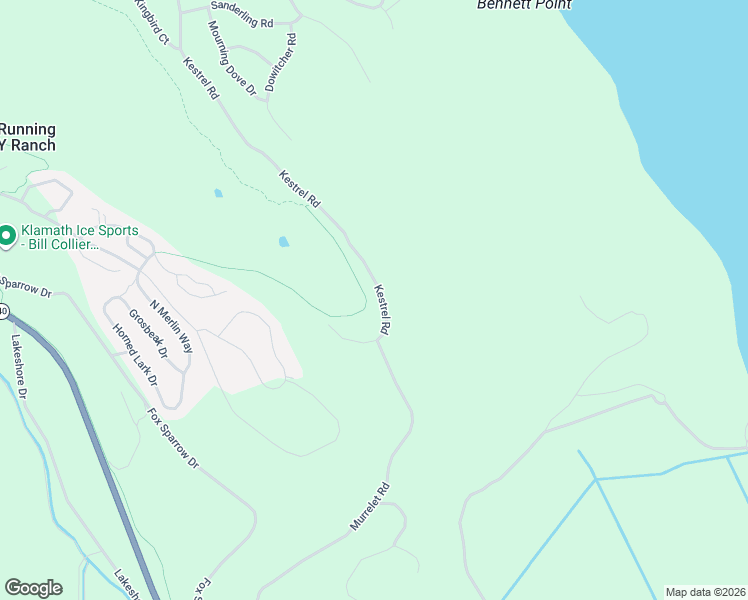 map of restaurants, bars, coffee shops, grocery stores, and more near 9522 Kestrel Road in Klamath Falls