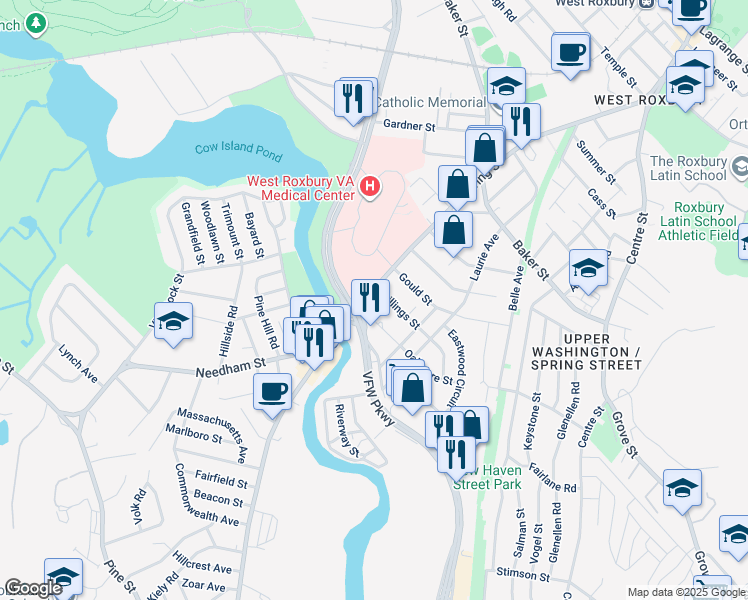 map of restaurants, bars, coffee shops, grocery stores, and more near 312 Spring Street in Boston