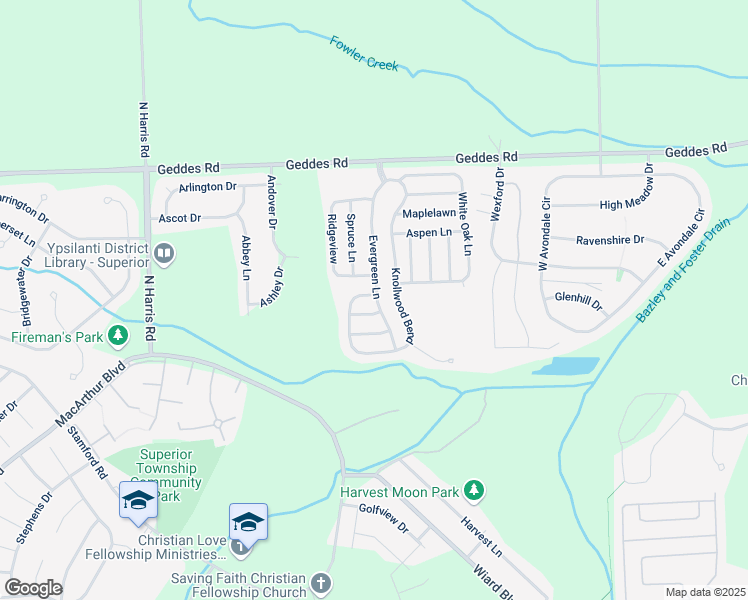 map of restaurants, bars, coffee shops, grocery stores, and more near 9717 Gardner in Superior Charter Township