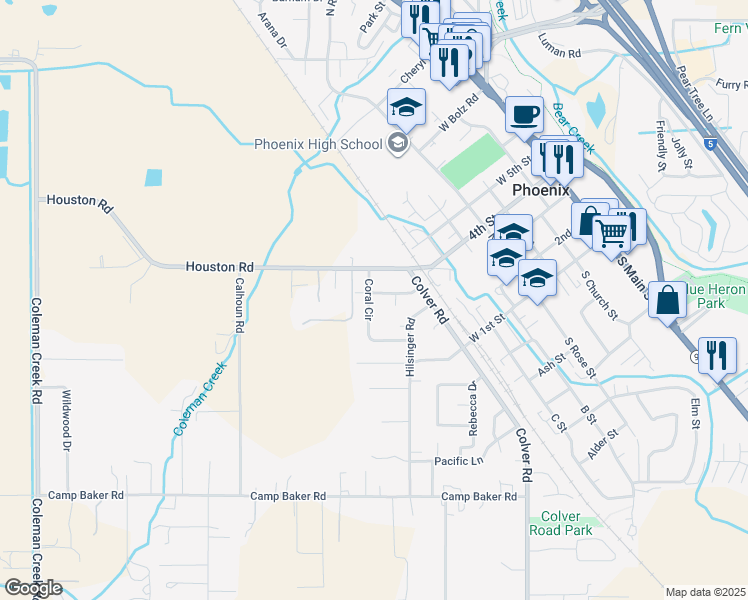map of restaurants, bars, coffee shops, grocery stores, and more near 212 Coral Circle in Phoenix