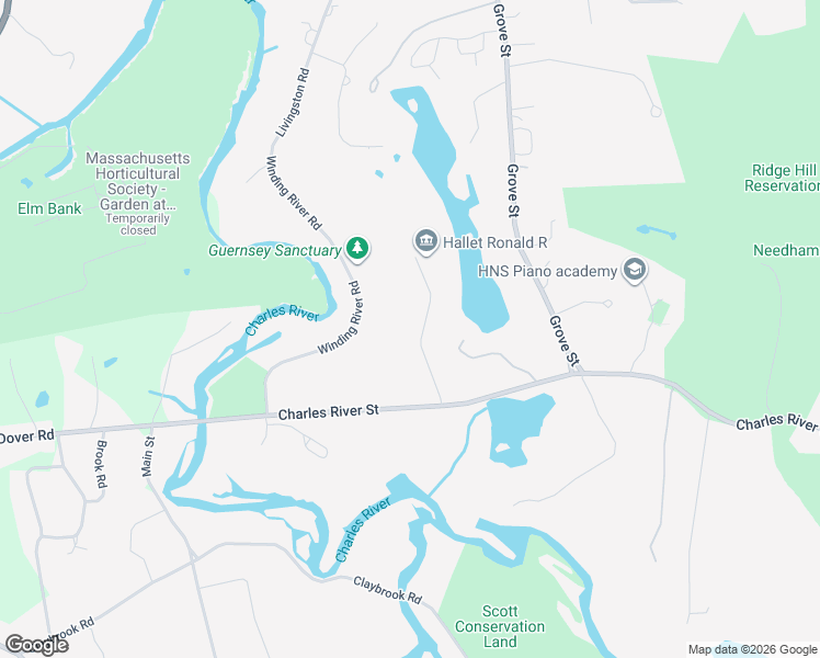 map of restaurants, bars, coffee shops, grocery stores, and more near 60 Locust Lane in Needham