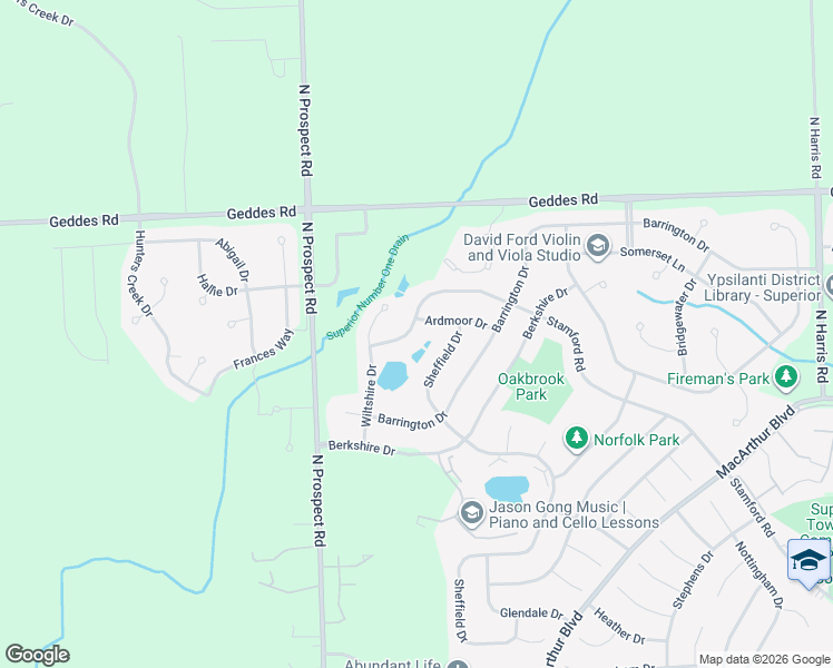 map of restaurants, bars, coffee shops, grocery stores, and more near 8160 Stamford Road in Superior Charter Township