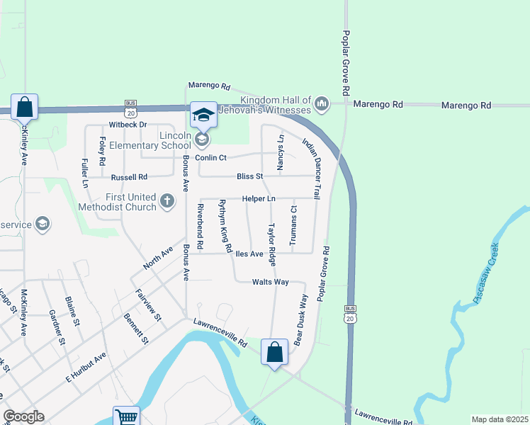 map of restaurants, bars, coffee shops, grocery stores, and more near 604 Taylor Ridge in Belvidere