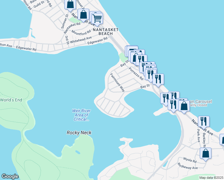 map of restaurants, bars, coffee shops, grocery stores, and more near 119 Hampton Circle in Hull