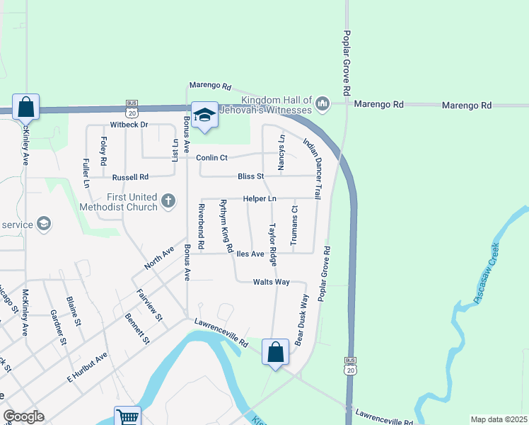 map of restaurants, bars, coffee shops, grocery stores, and more near 604 Taylor Ridge in Belvidere