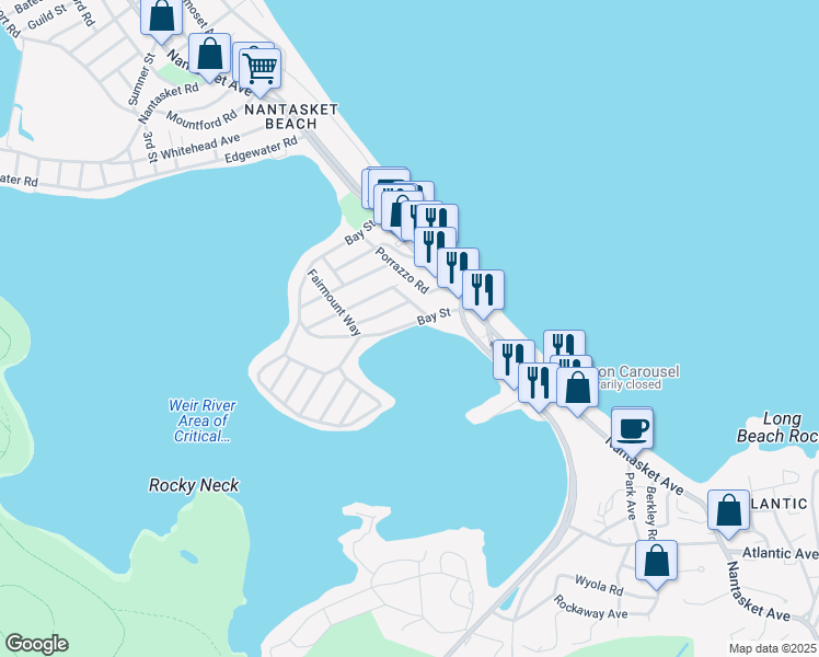 map of restaurants, bars, coffee shops, grocery stores, and more near 27 Bay Street in Hull