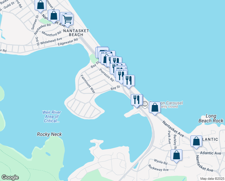 map of restaurants, bars, coffee shops, grocery stores, and more near 27 Bay Street in Hull