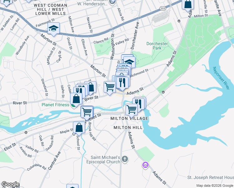 map of restaurants, bars, coffee shops, grocery stores, and more near in 