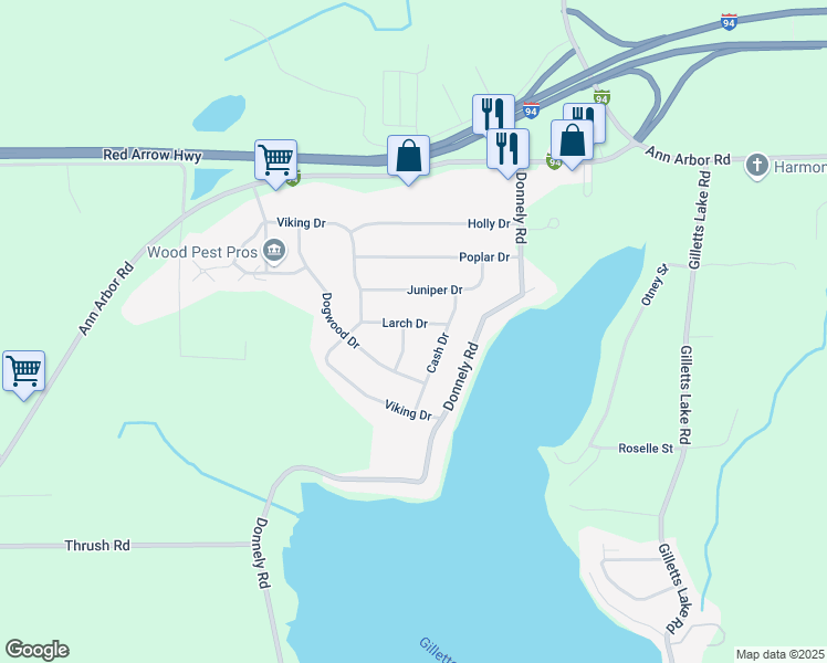 map of restaurants, bars, coffee shops, grocery stores, and more near 5633 Larch Drive in Jackson