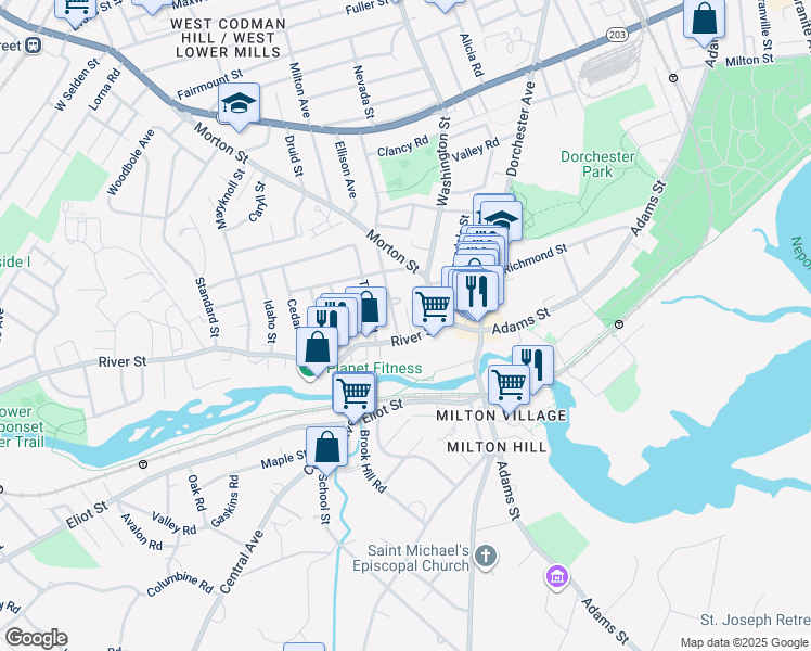 map of restaurants, bars, coffee shops, grocery stores, and more near 48 Old Morton Street in Boston