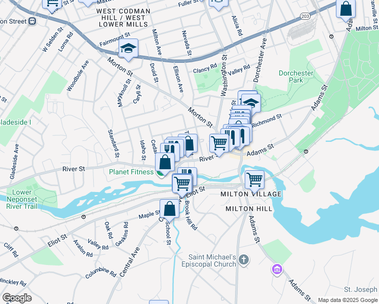 map of restaurants, bars, coffee shops, grocery stores, and more near 36 Temple Street in Boston