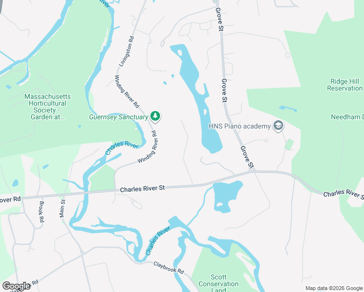 map of restaurants, bars, coffee shops, grocery stores, and more near 108 Locust Lane in Needham