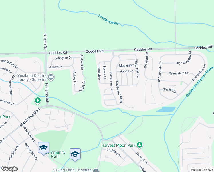 map of restaurants, bars, coffee shops, grocery stores, and more near 1866 Ridgeview in Superior Charter Township