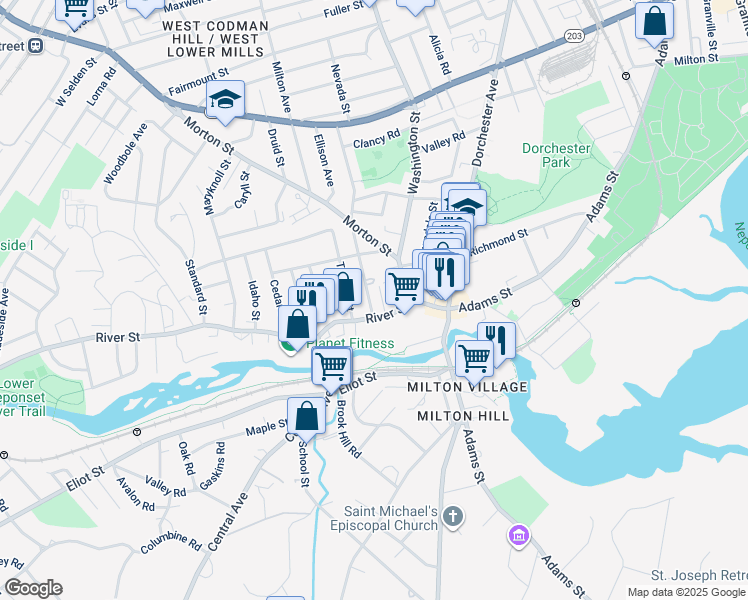 map of restaurants, bars, coffee shops, grocery stores, and more near 48 Old Morton Street in Boston